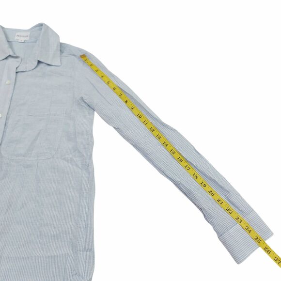 Felicite Maxi Shirtdress Womens 2 Blue Seersucker Stripe Cotton Blend Soft Gauze - Picture 12 of 12